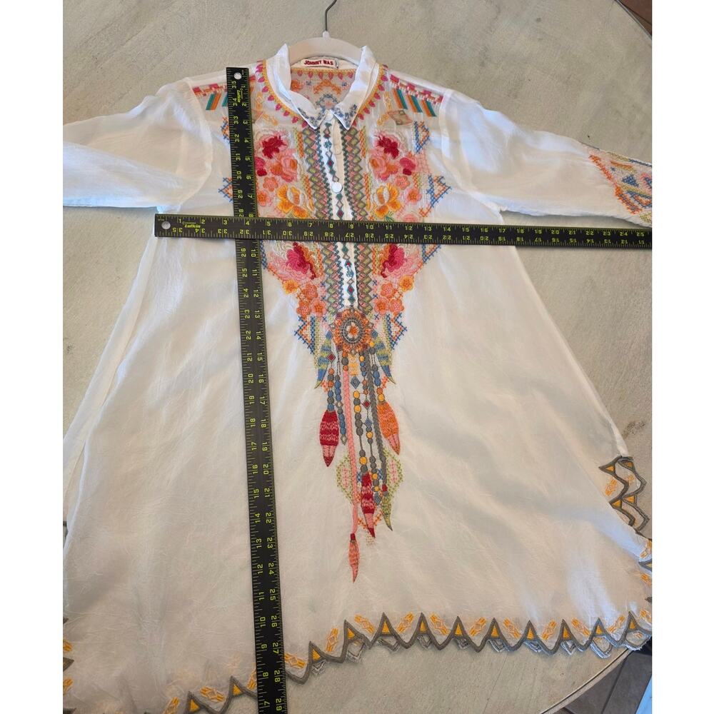 Johnny Was Boho Festival Embroidered Tunic Top SZ XS Colorful Blouse - Picture 6 of 6